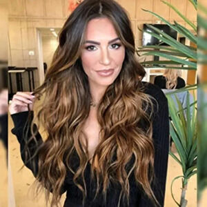 NWT LONG WAVY OMBRE BROWN MID PART SYNTHETIC WIG